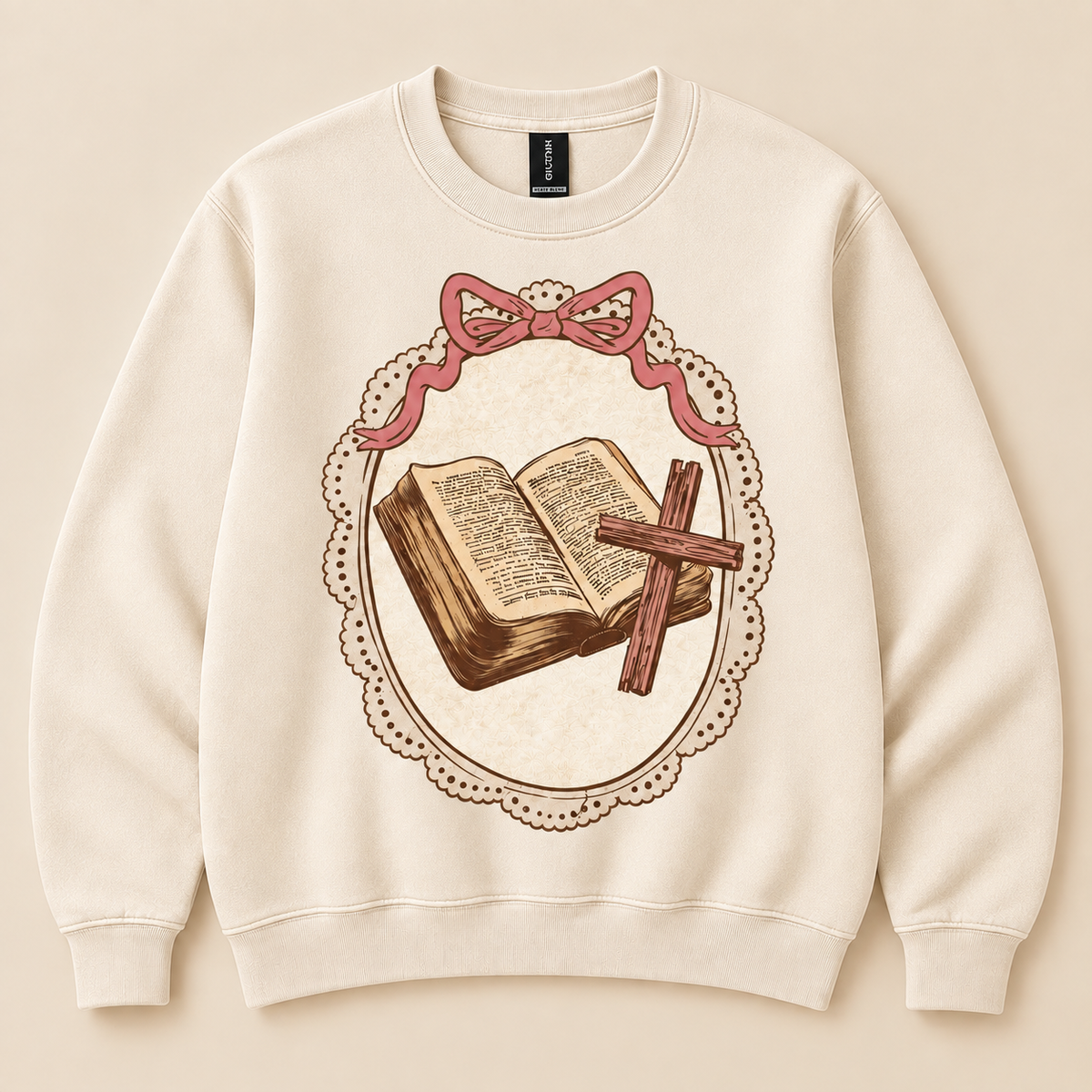 Faith & Grace Vintage Bible Bow Crewneck Sweatshirt