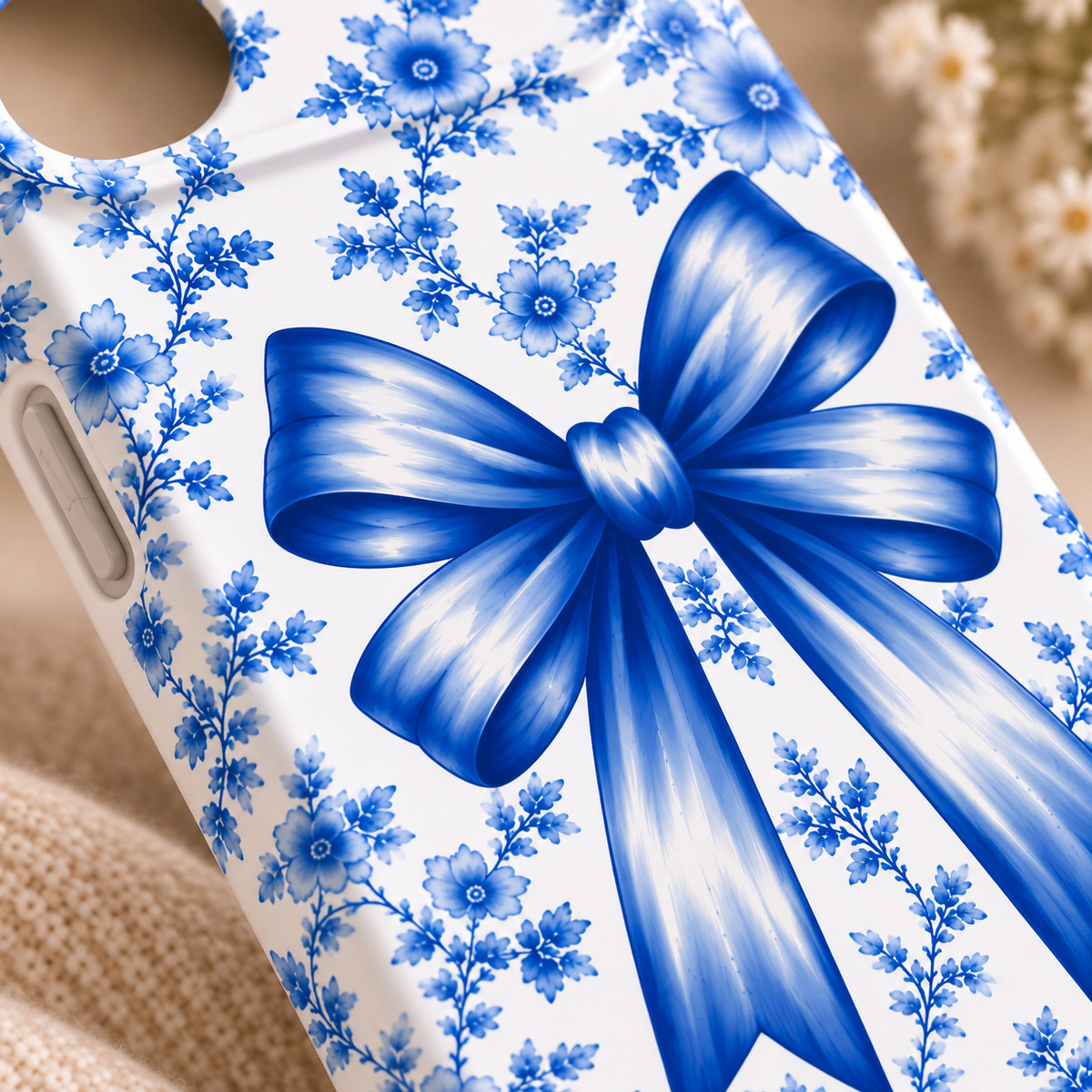 Blue Floral Bow Phone Case | Coquette Phone Case | iPhone & Samsung