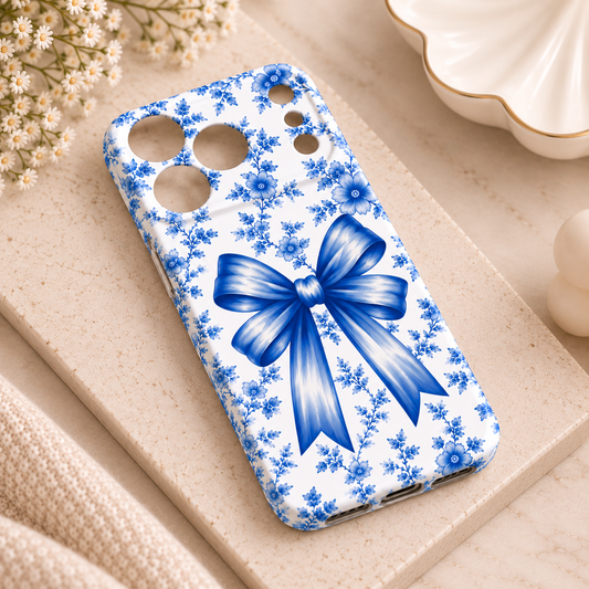 Blue Floral Bow Phone Case | Coquette Phone Case | iPhone & Samsung
