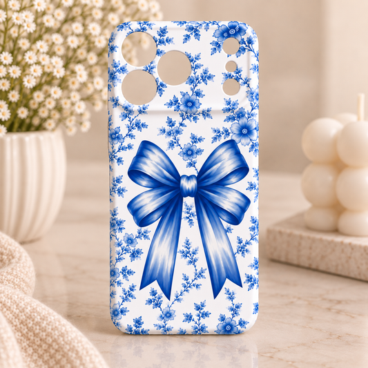 Blue Floral Bow Phone Case | Coquette Phone Case | iPhone & Samsung
