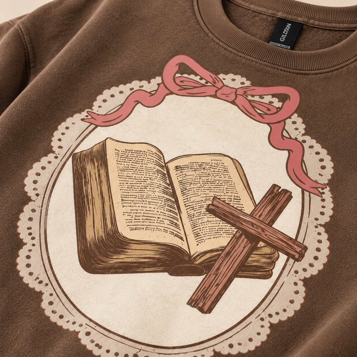 Faith & Grace Vintage Bible Bow Crewneck Sweatshirt