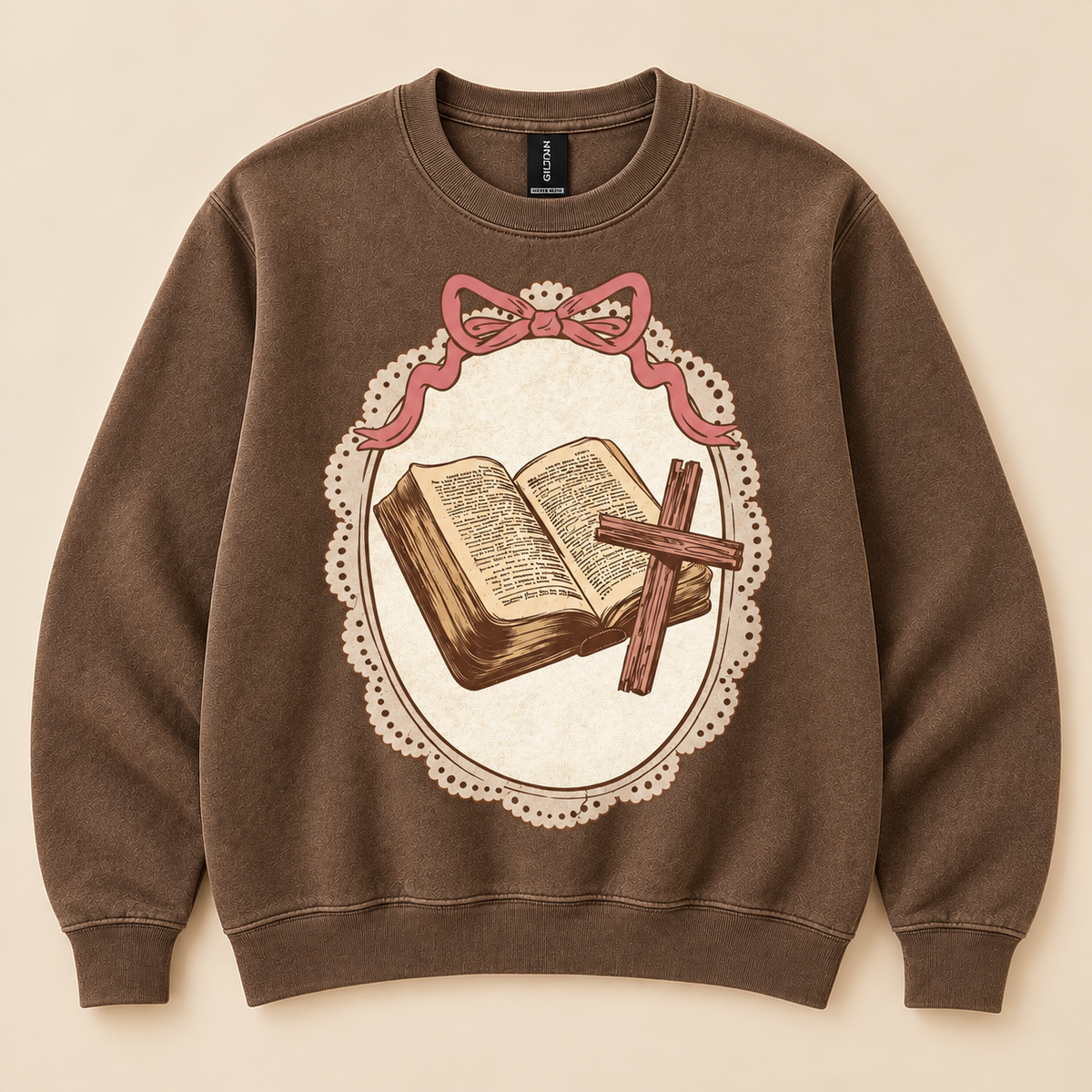 Faith & Grace Vintage Bible Bow Crewneck Sweatshirt