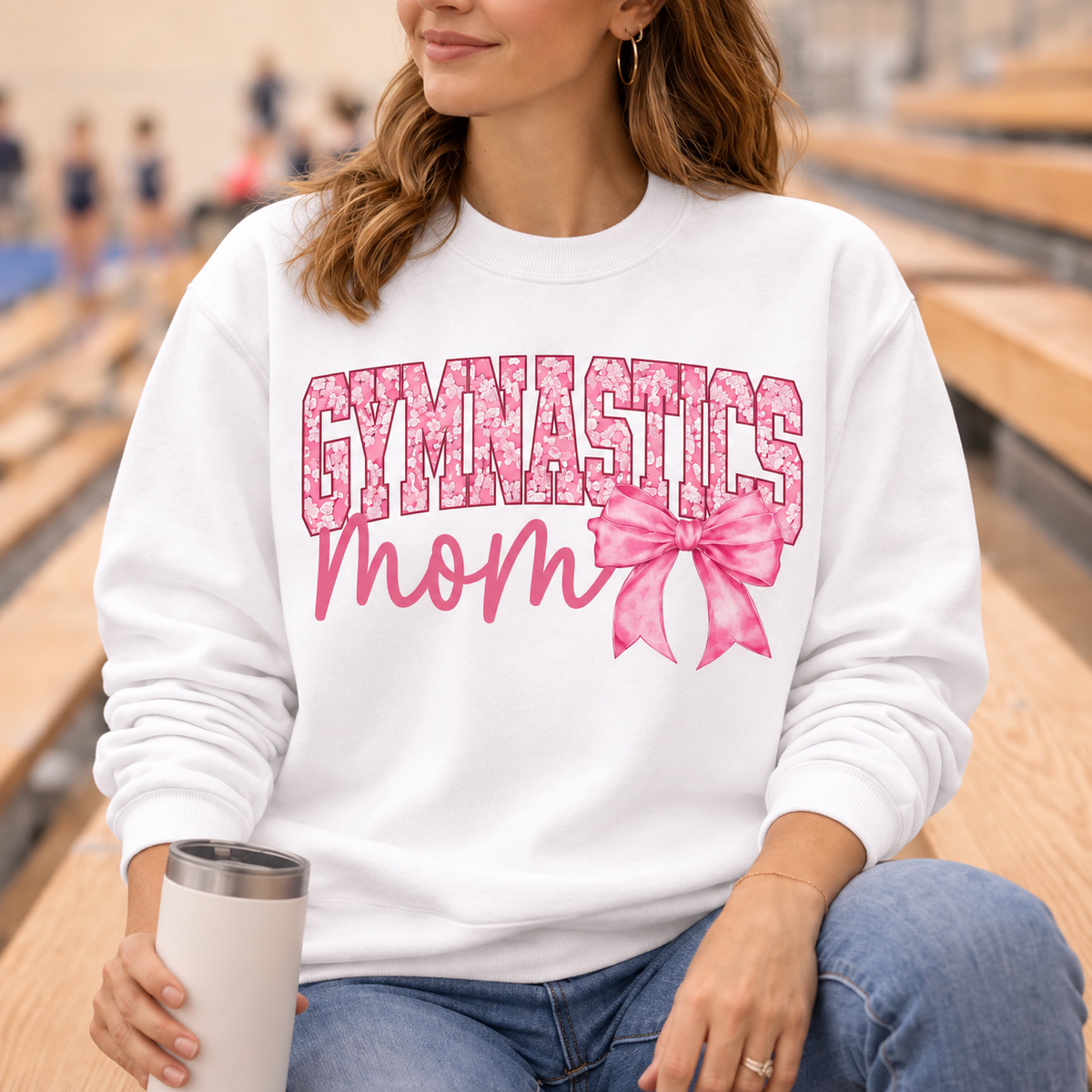 Gymnastics Mom Sweatshirt | Pink Floral Gym Mom Crewneck
