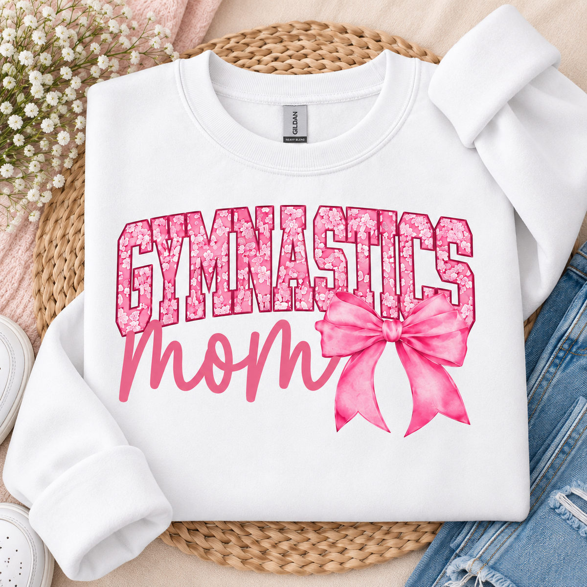 Gymnastics Mom Sweatshirt | Pink Floral Gym Mom Crewneck