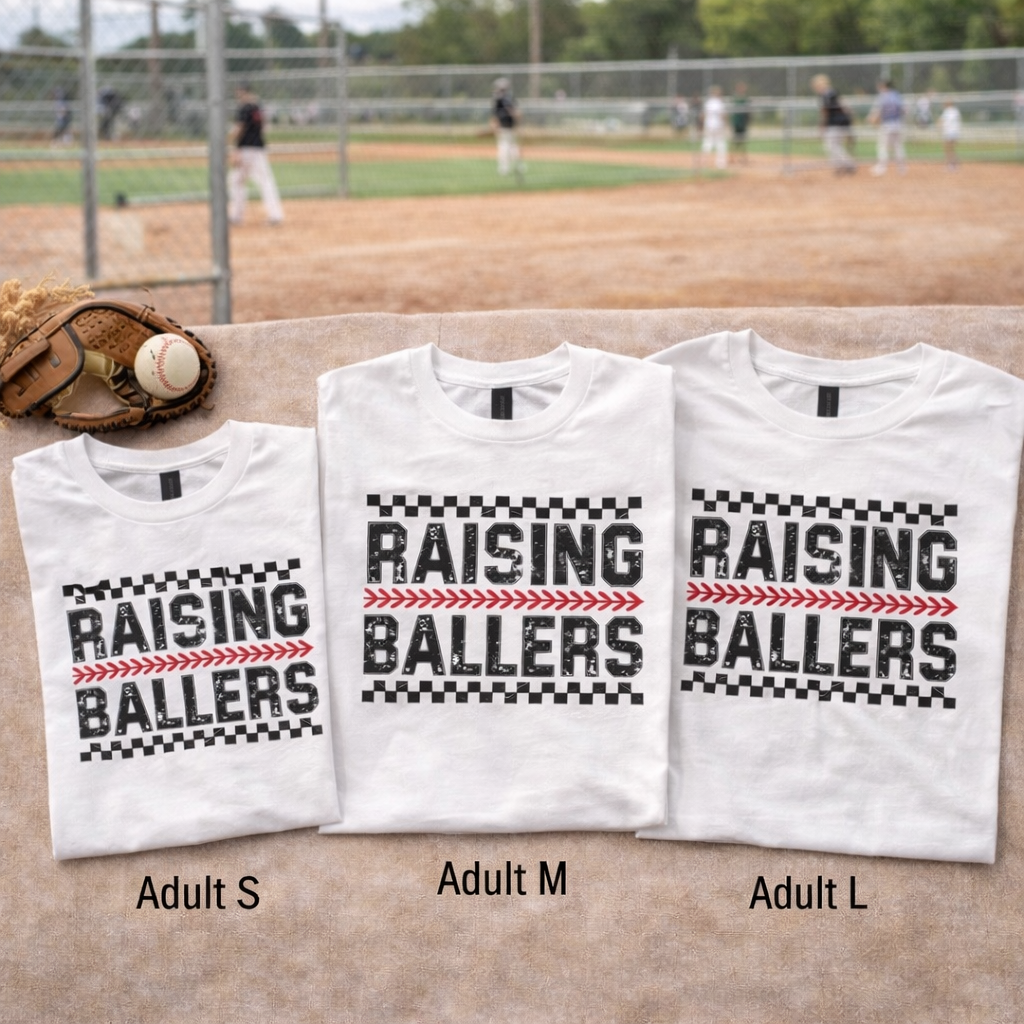 Raising Ballers Graphic T-Shirt | Baseball Mom Tee | Youth & Adult Sports Shirt
